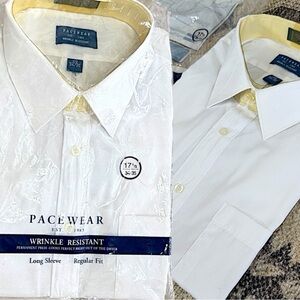 New Vintage 90s Pacewear Mens White Button Up Dress Shirt Wrinkle Resistant 17.5